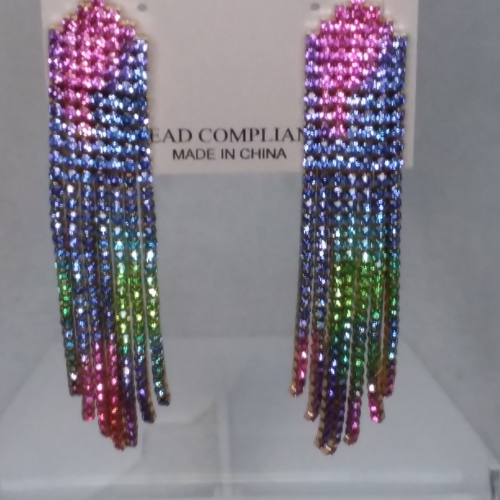 Dangle Multi Coloured Pierce Earrings Natasha - image 2